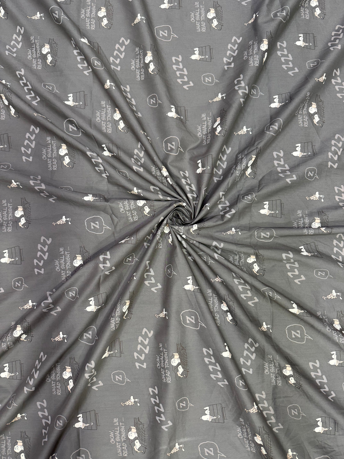 Buy Cotton Poplin Dark Grey Base Sleepy Kids Printed Fabric