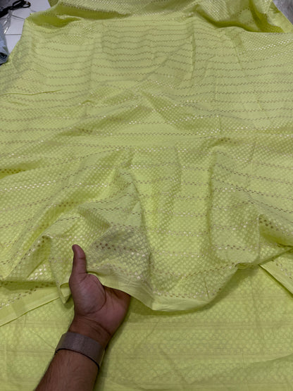 Buy Cotton Baby Green Jacquard Zari Fabric - MAF 