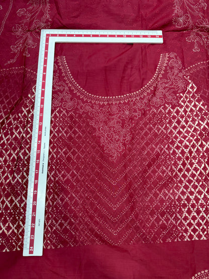 Buy Premium Poplin Maroon Floral Cutwork Embroidery Panel Fabric