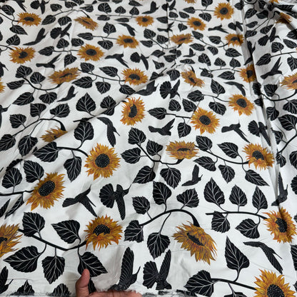Buy Premium Collection HL Poplin Bold Sunflower Printed Fabric - MAF 