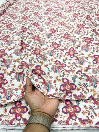 Buy Cotton Poplin Vintage Jacobean Printed Fabric