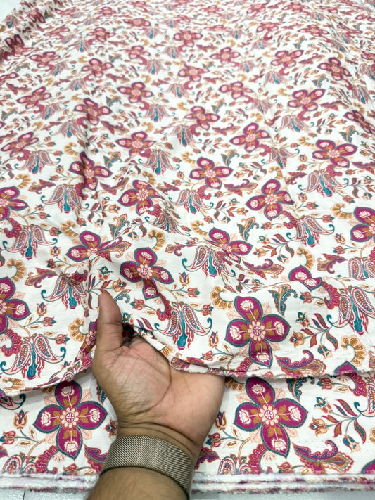 Buy Cotton Poplin Vintage Jacobean Printed Fabric