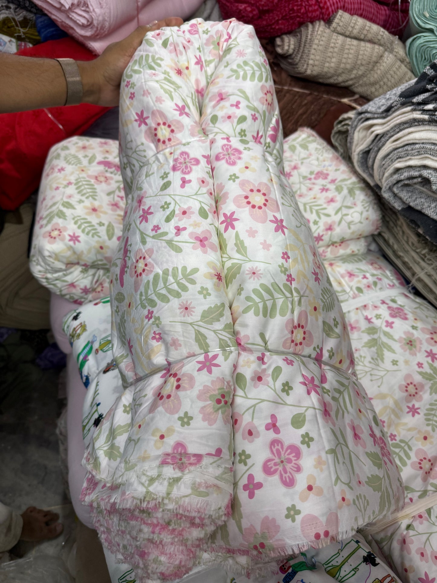 Buy Cotton Pink Baby Drawn Floral Fabric