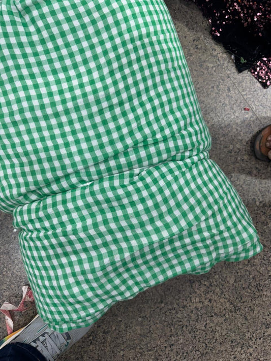 Buy Soft Cotton Double Cloth Green White Check Fabric