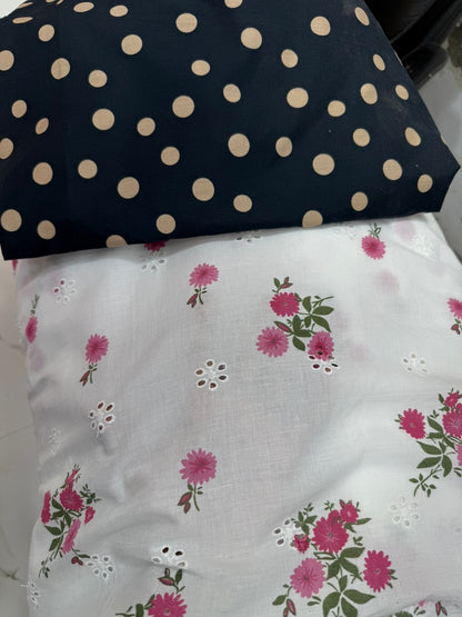 Buy Floral Printed Cotton Hakoba Embroidery Fabric