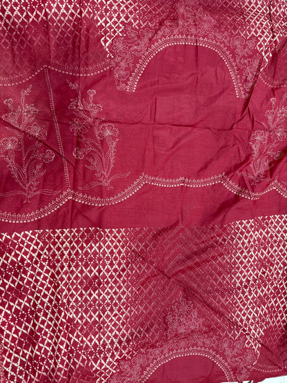 Buy Premium Poplin Maroon Floral Cutwork Embroidery Panel Fabric