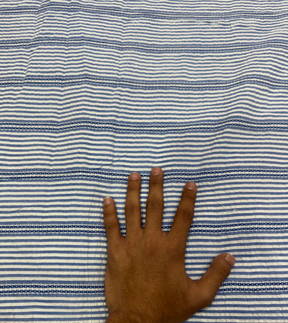 Buy Premium Cotton Seersucker Chambray Blue Dobby Stripe Fabric