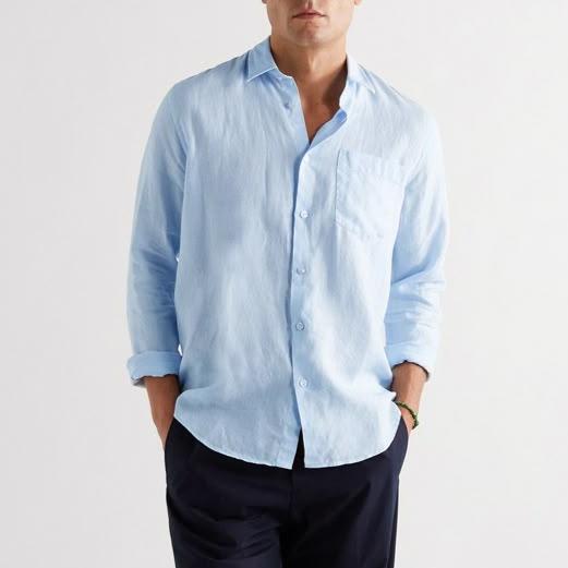 Buy Cotton Linen Solid Dust Blue - MAF 