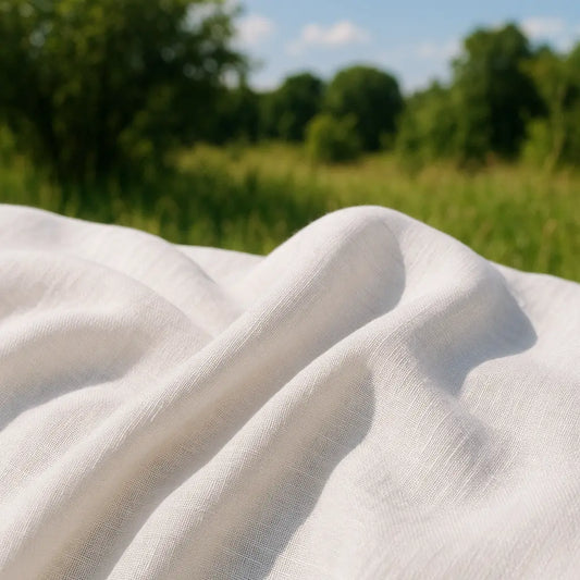 Buy Lab Certified Pure Linen Solid White Fabric - MAF 