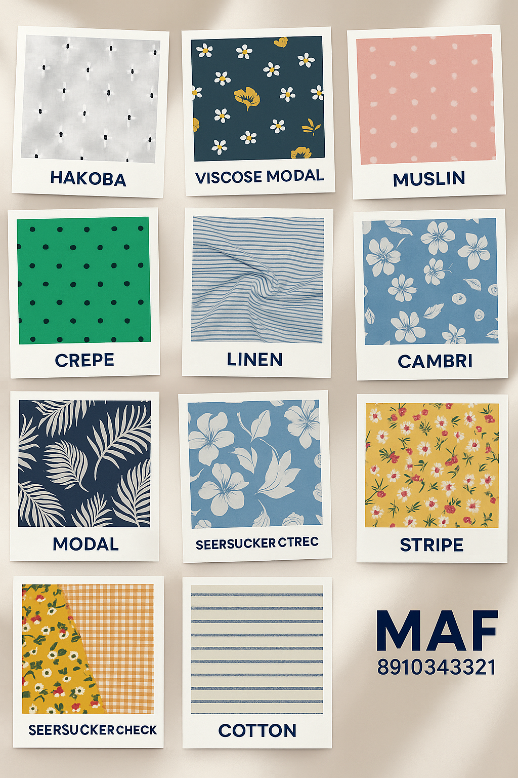 Buy 10 Fabric Samples - MAF 