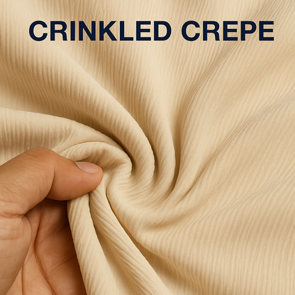 Buy Crinkled Crepe Beige Fabric - MAF 