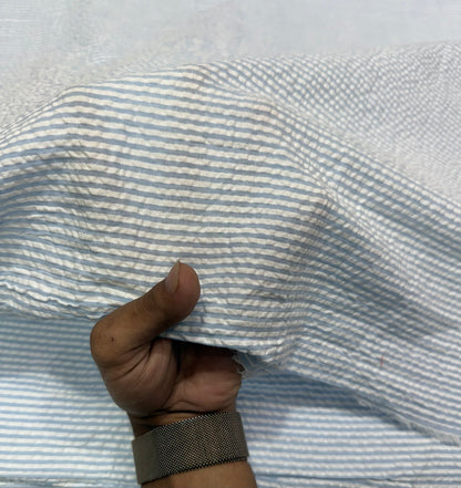 Buy Premium Seersucker Sky Blue Hairline Stripe Fabric