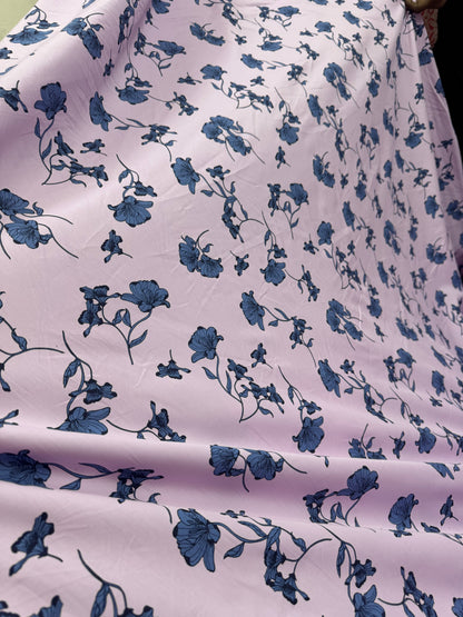 Buy Cotton Poplin Lavender Base Neelkanth Flower Printed Fabric