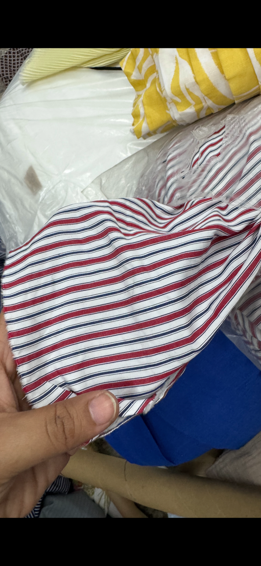 Buy Cotton Poplin Yarn Dyed Insta Trending Red Stripe Fabric