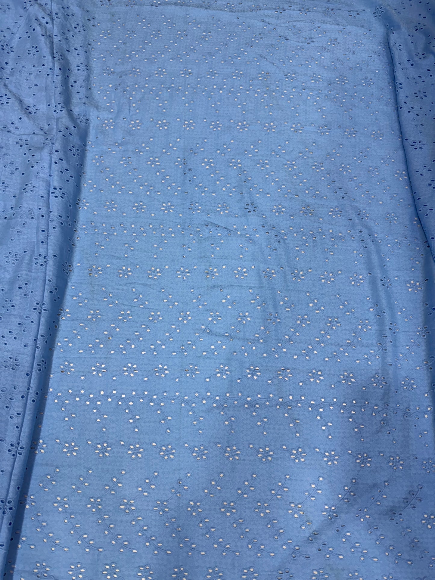 Buy Cotton Hakoba Dust Blue Heavy Work Fan Design Fabric