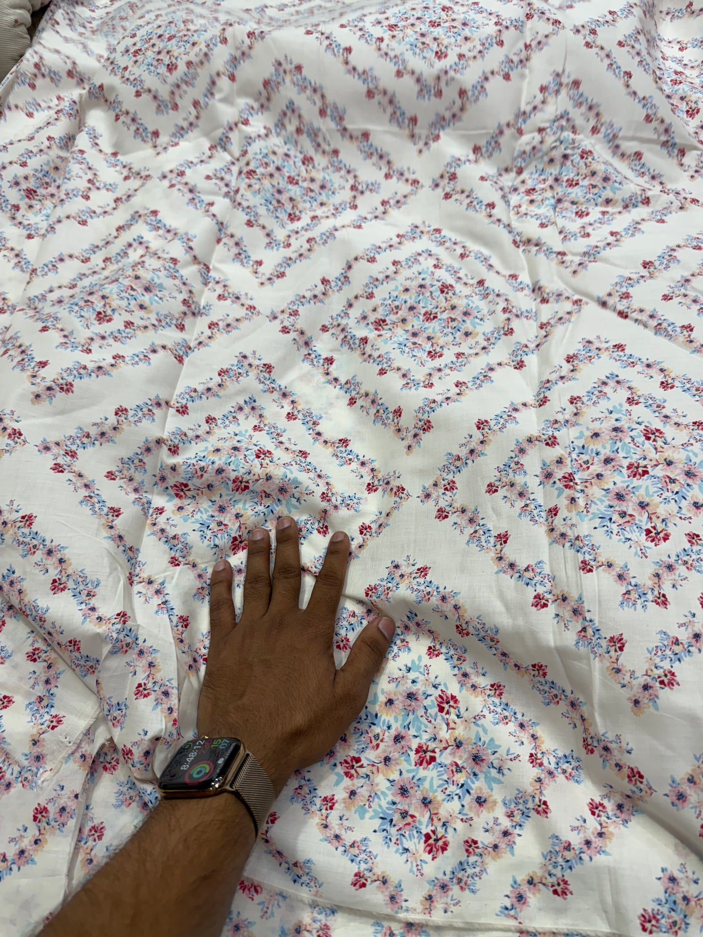 Buy Cotton Poplin Diamond Floral Printed Fabric