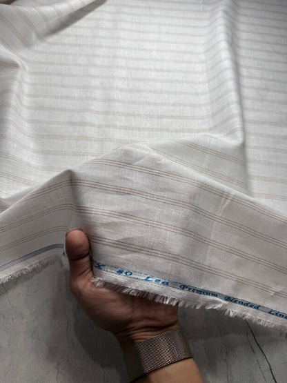 Buy 80 Lea Pure Linen Brown Stripe Shirting Fabric