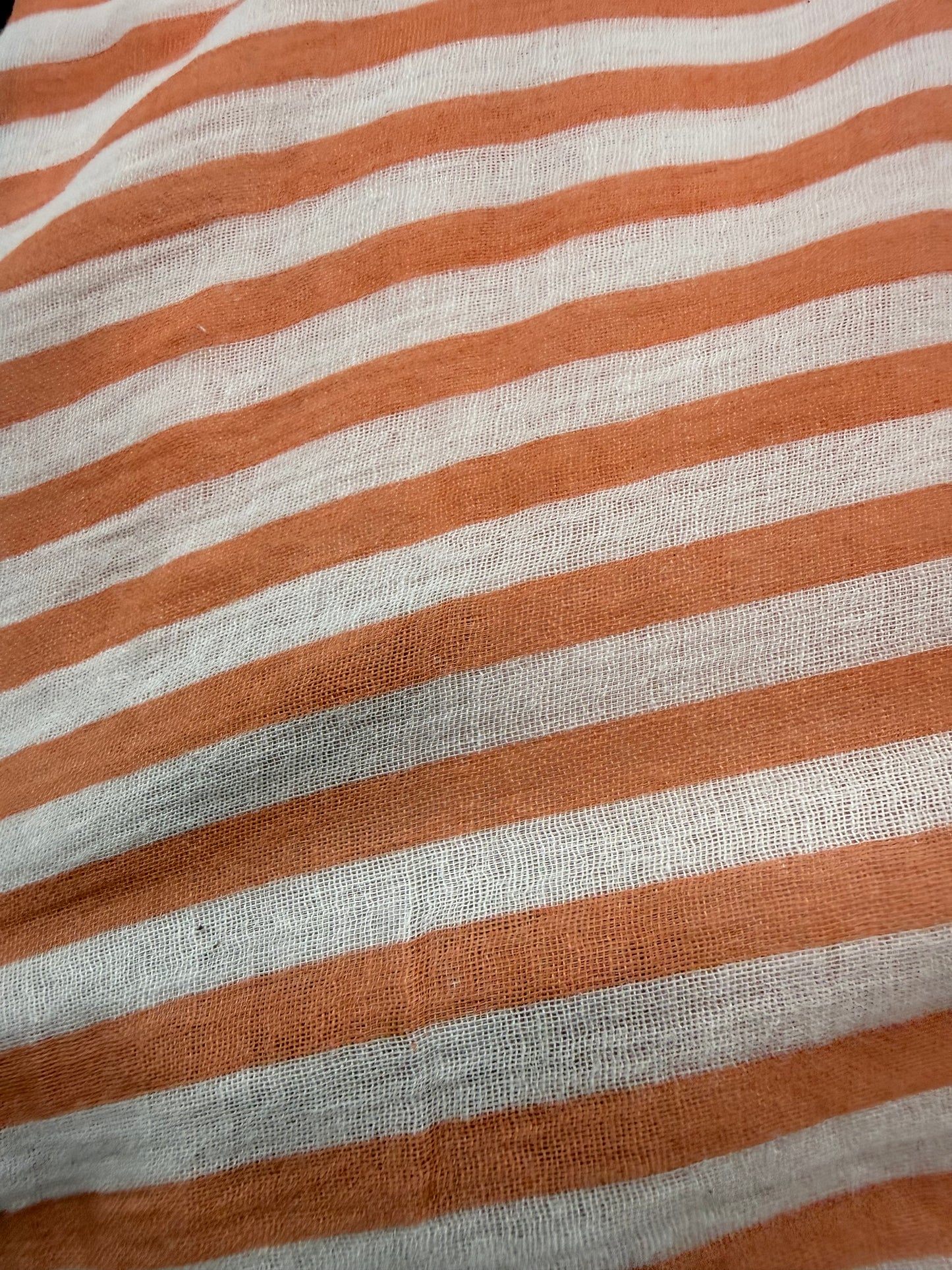 Buy Premium Cotton Double Cloth Orange Stripe Print
