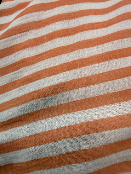 Buy Premium Cotton Double Cloth Orange Stripe Print