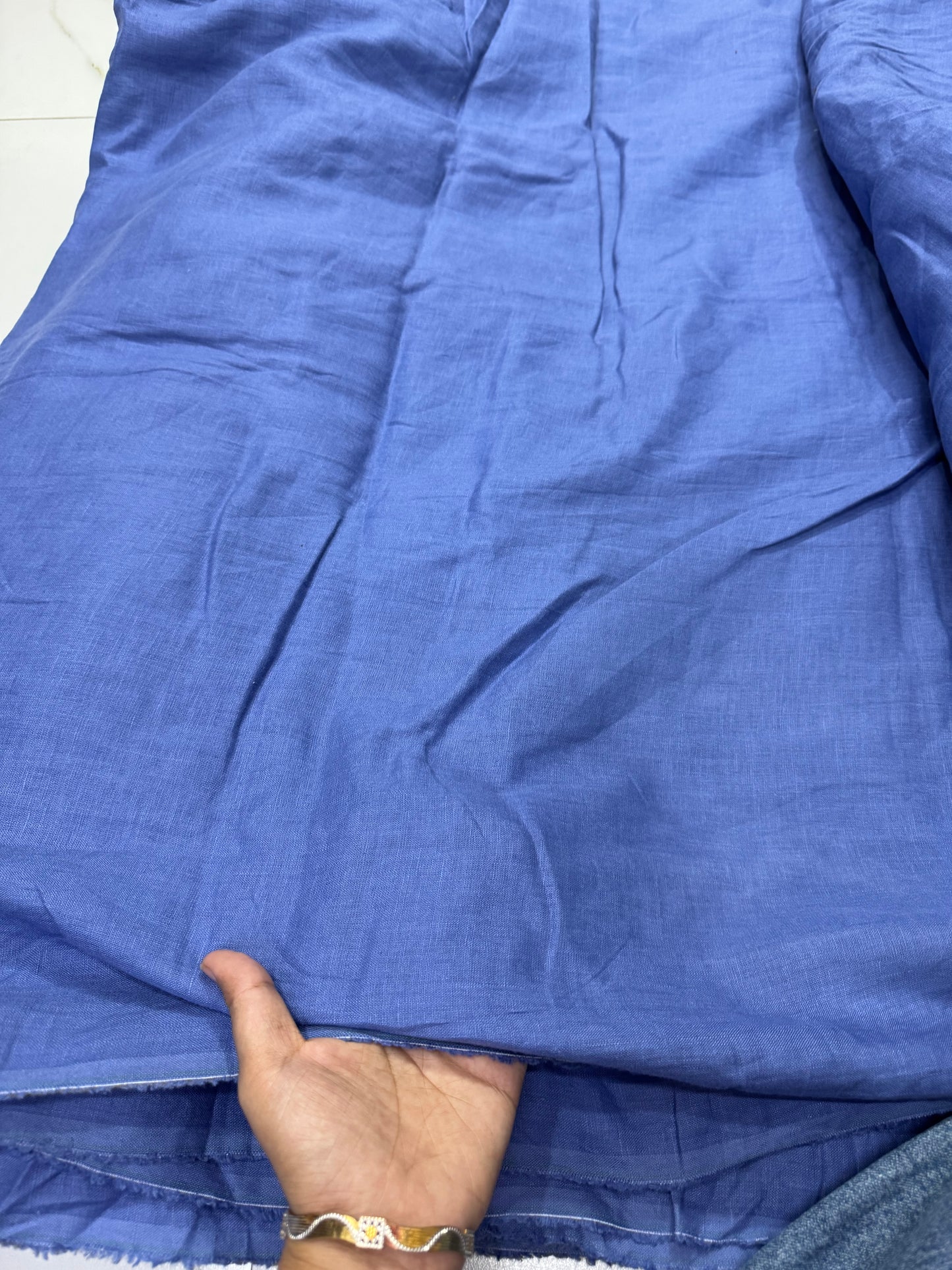 Buy Lab Certified Pure Linen Solid Stone Blue Premium Fabric