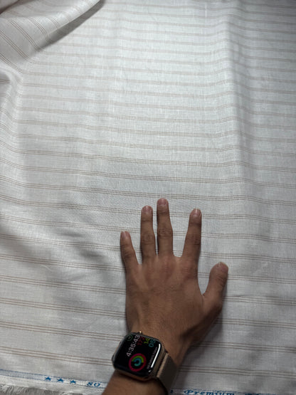 Buy 80 Lea Pure Linen Brown Stripe Shirting Fabric