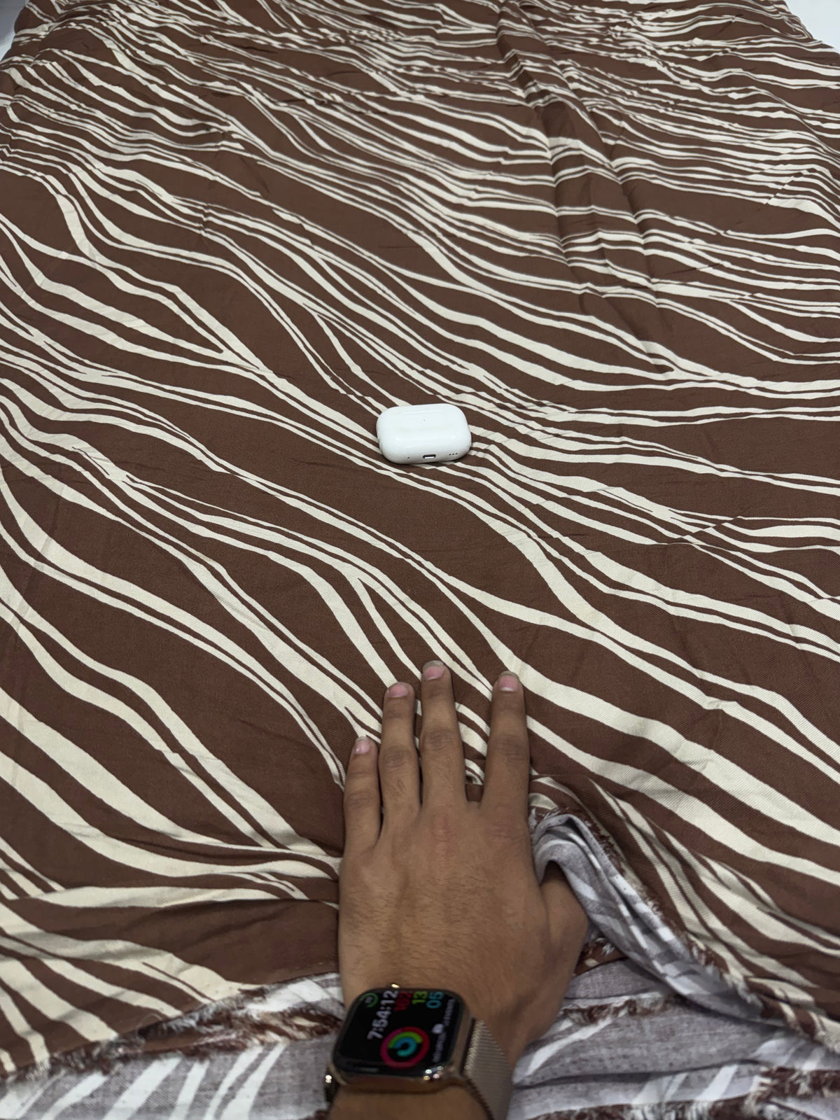 Buy Premium Rayon Printed Brown Cream Wavy Zebra Stripe Fabric