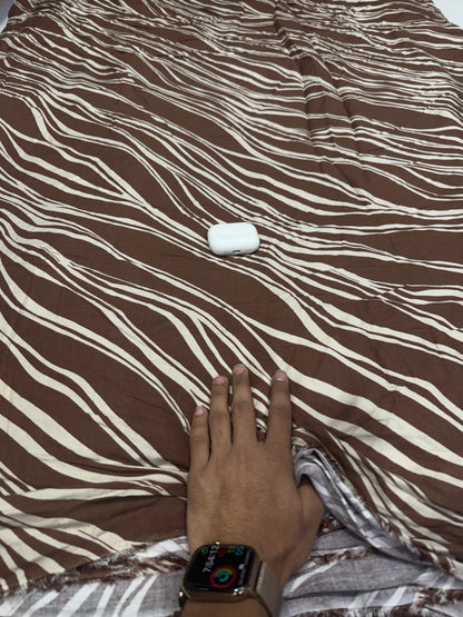 Buy Premium Rayon Printed Brown Cream Wavy Zebra Stripe Fabric