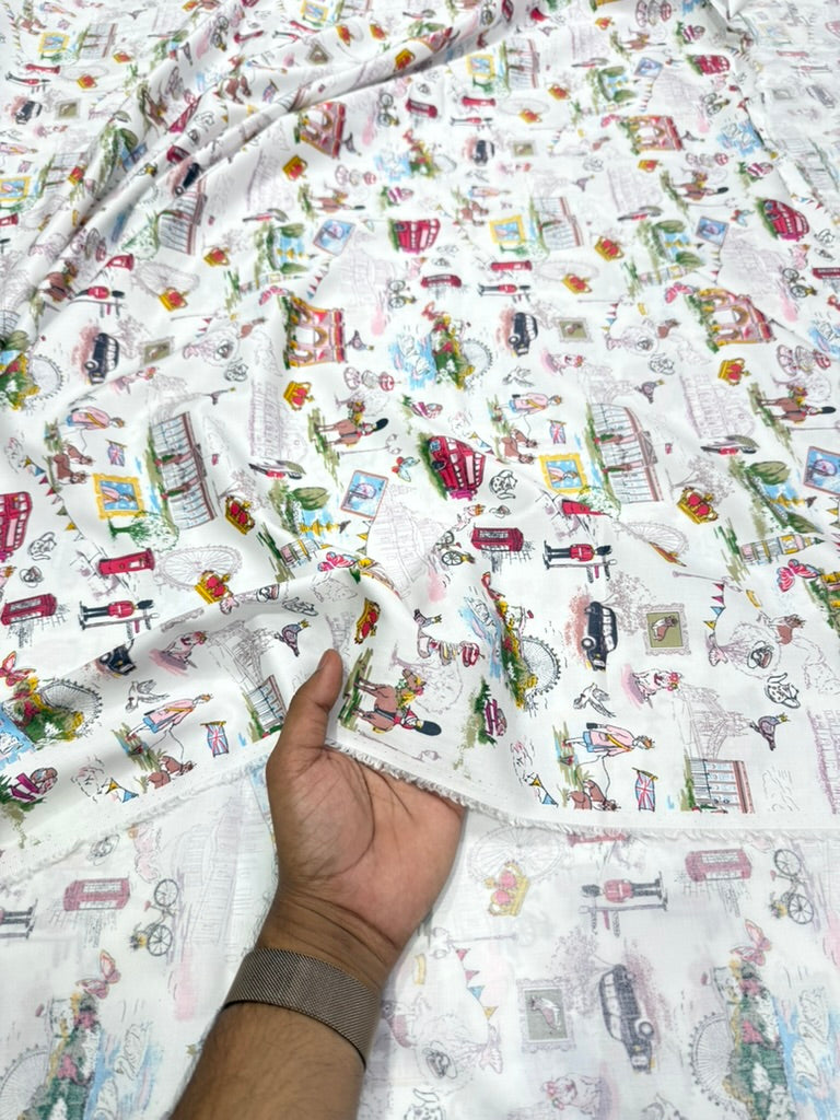 Buy Cotton Poplin City Printed Fabric