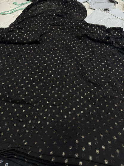 Buy Viscose Chiffon Gold Lurex Butta Black Fabric