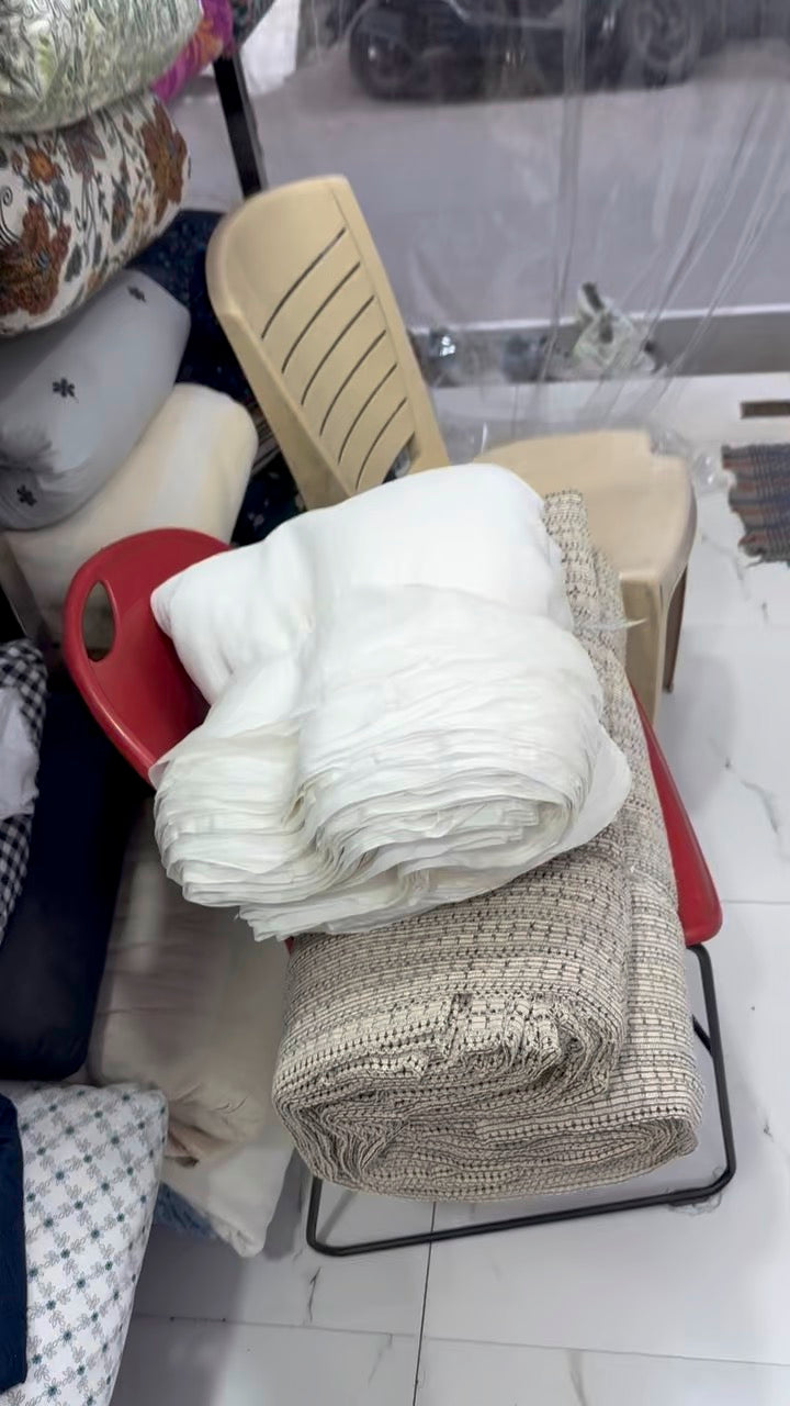 Buy Crushed Viscose Chiffon Solid White Fabric
