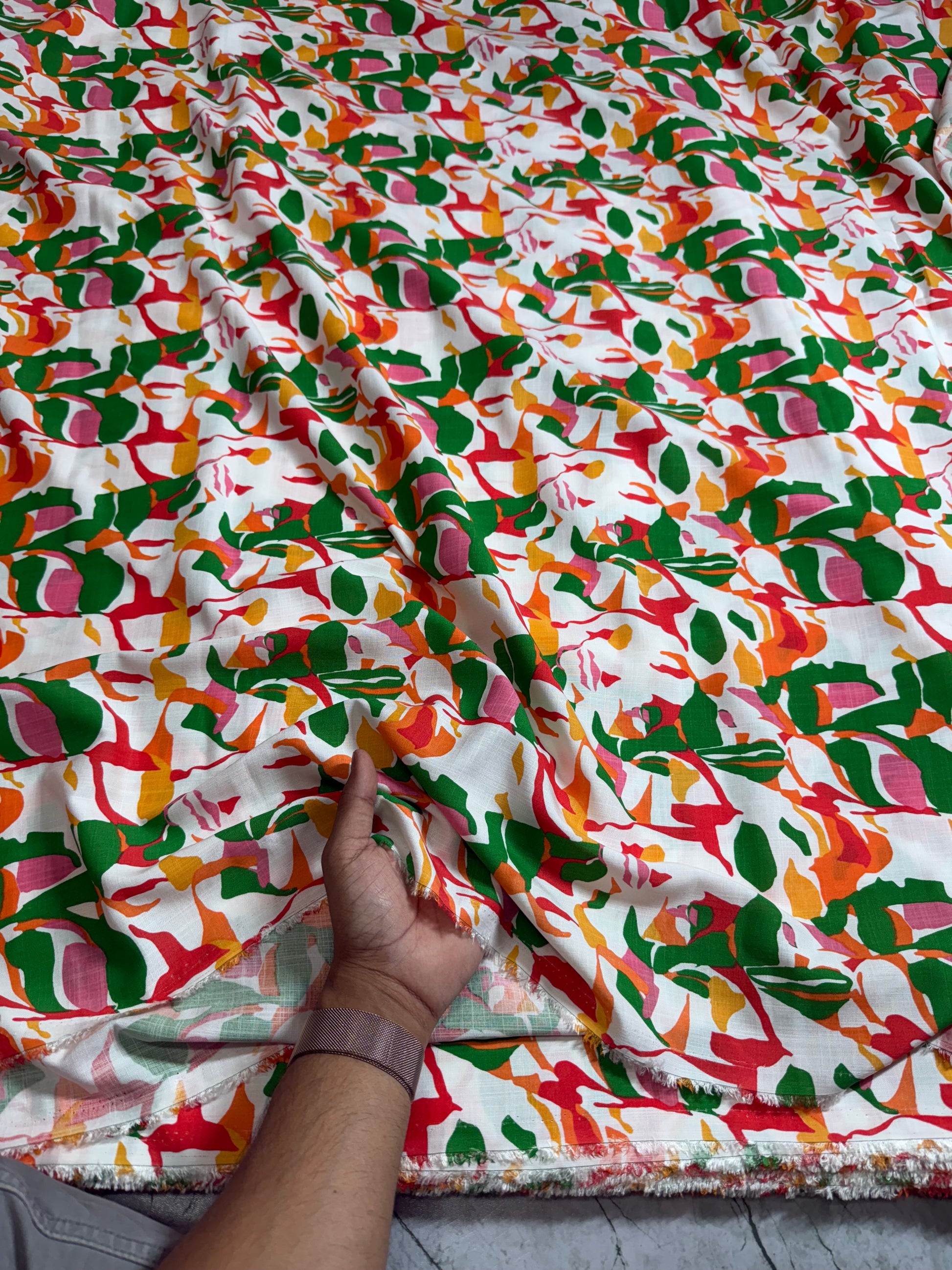 Buy Cotton Linen Abstract Printed Fabric - MAF 