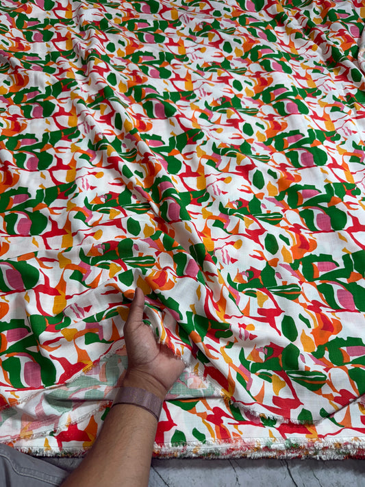 Buy Cotton Linen Abstract Printed Fabric - MAF 