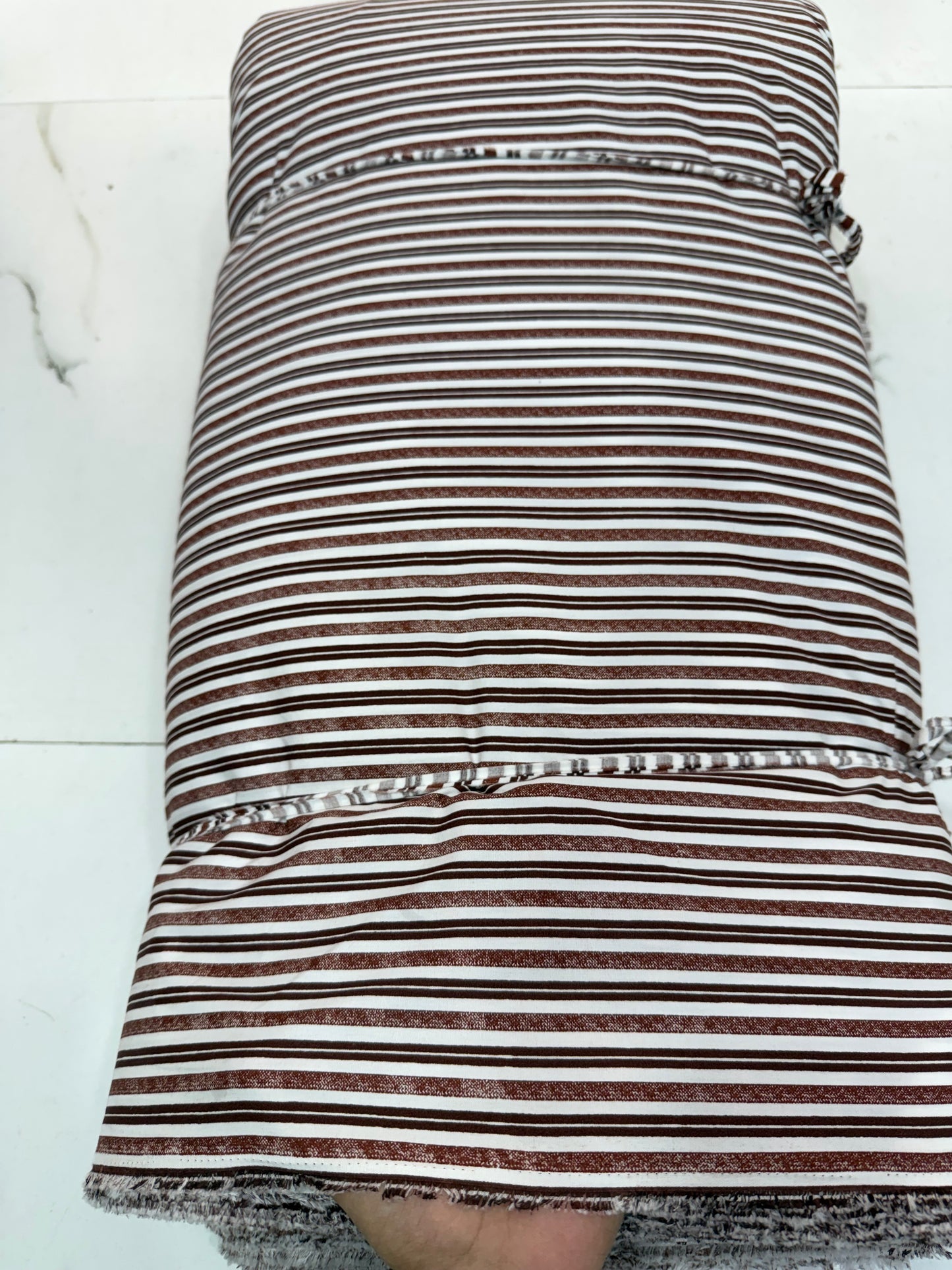Buy 50s Poplin Brown Office Wear Stripe Fabric