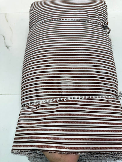 Buy 50s Poplin Brown Office Wear Stripe Fabric