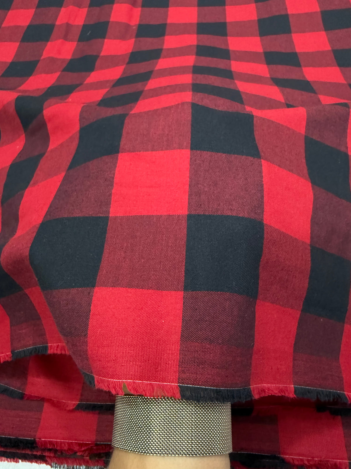 Buy Premium Cotton Twill Red Black Buffalo Check Fabric