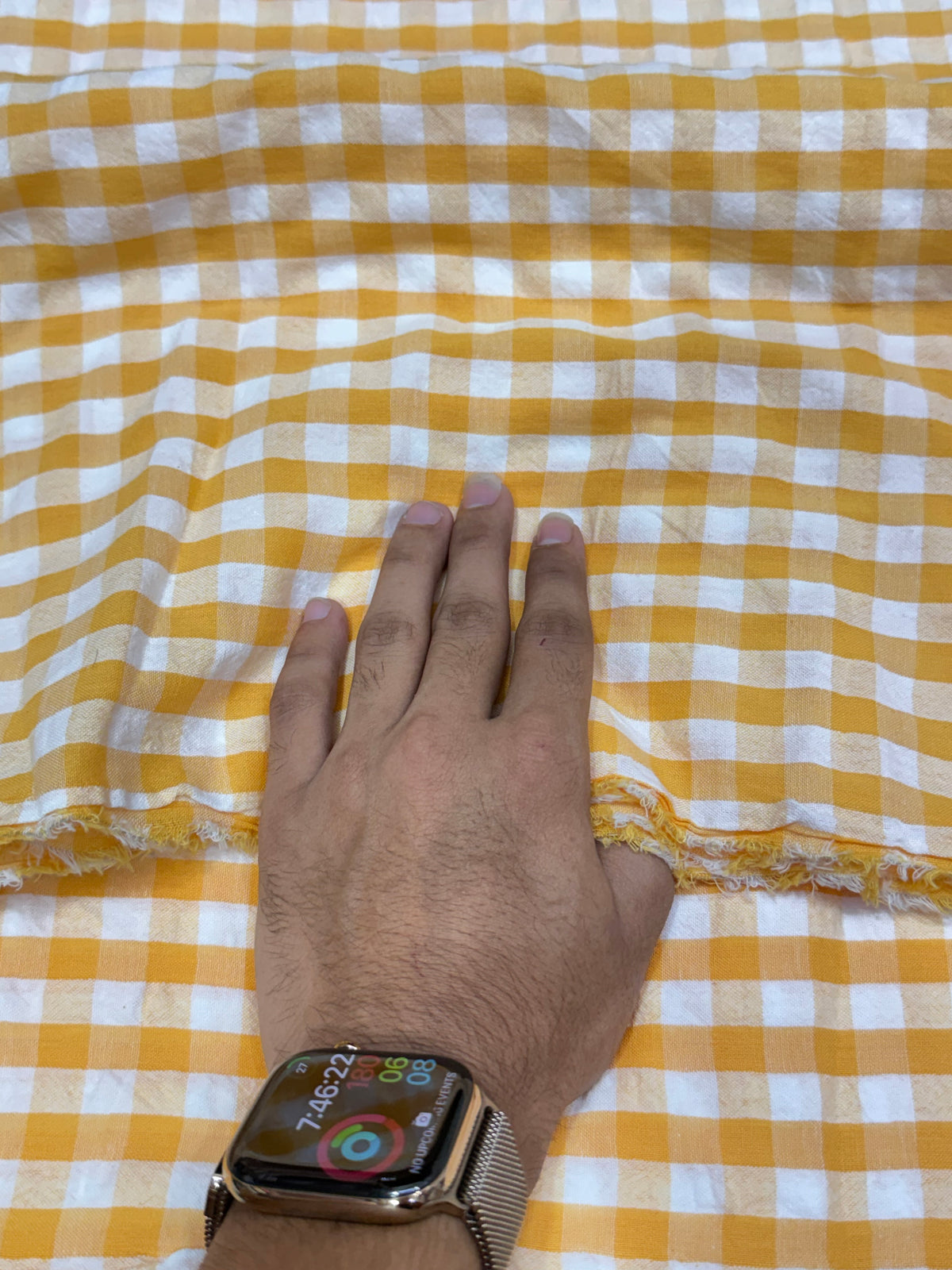 Buy Premium Cotton Seersucker Mustard Gingham Checks Fabric