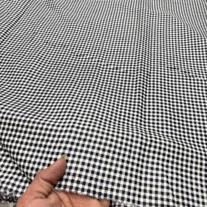 Cotton Linen Black Ghingham Fabric - MAF 