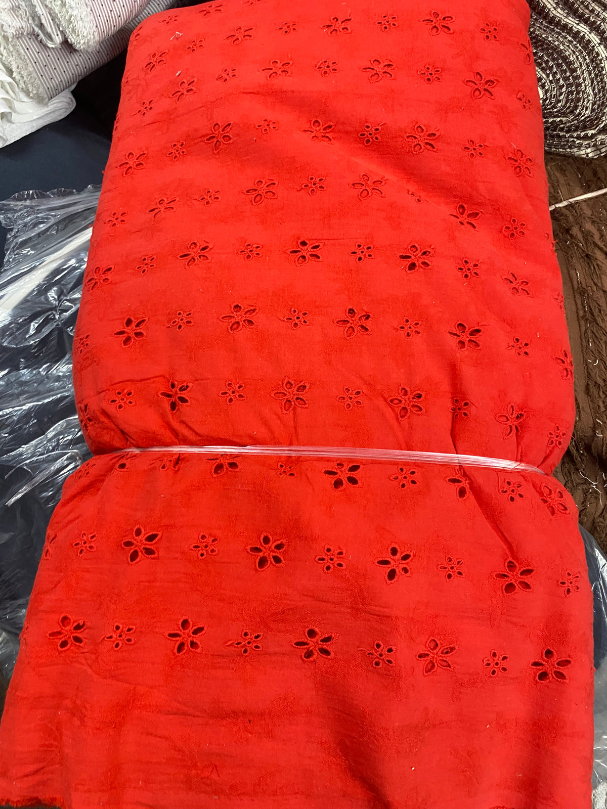 Buy Cotton Hakoba Red 2 Size Flower Fabric