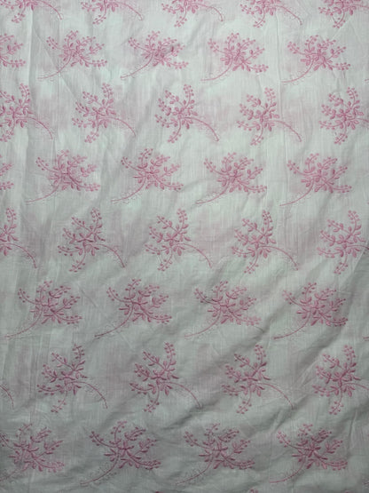 Buy Pure Cotton Cambric slub Baby Pink Embroidery Fabric - MAF 