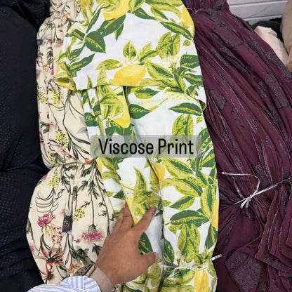 Buy Premium Viscose Lemon Leaf Printed Fabric