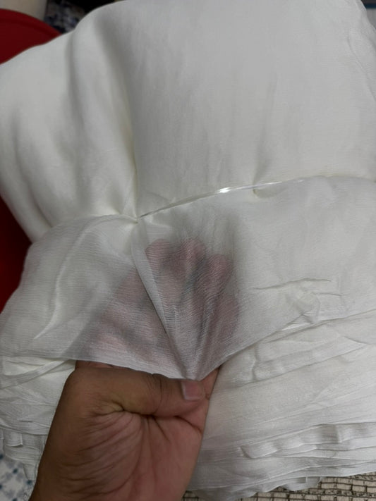 Buy Crushed Viscose Chiffon Solid White Fabric