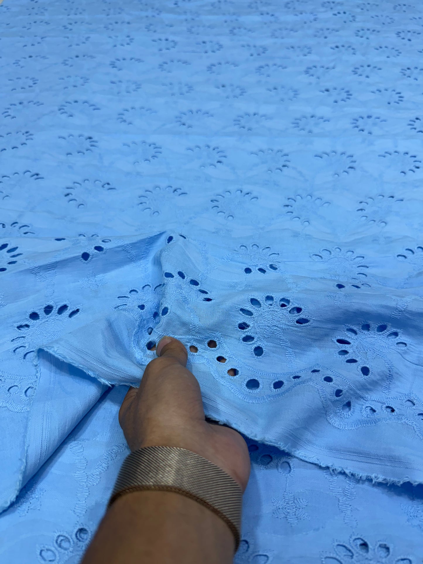 Buy Cotton Hakoba Dust Blue Fan Border Design  Fabric