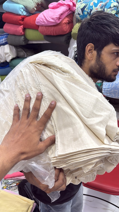 Buy Pure Linen Solid Khadi Beige Fabric