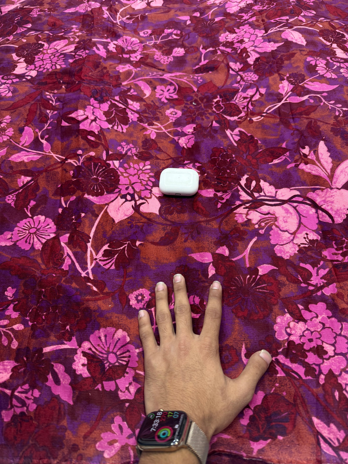 Buy Printed Corduroy Wine Purple Floral Print Fabric