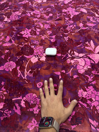 Buy Printed Corduroy Wine Purple Floral Print Fabric