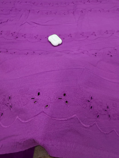 Buy Premium Cotton Cambric Schiffli Violet Scallop Vine Fabric