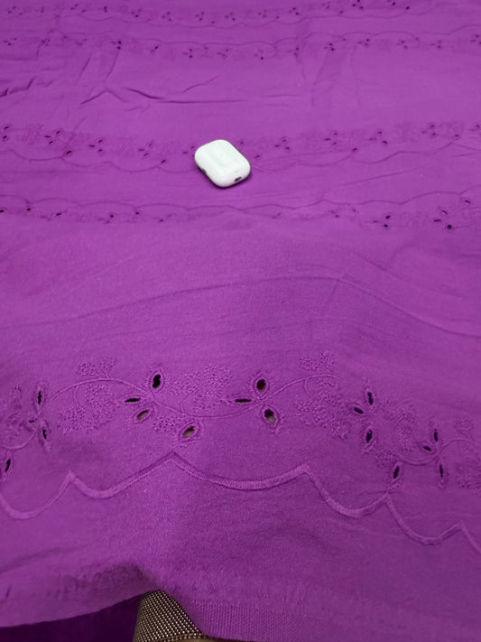 Buy Premium Cotton Cambric Schiffli Violet Scallop Vine Fabric