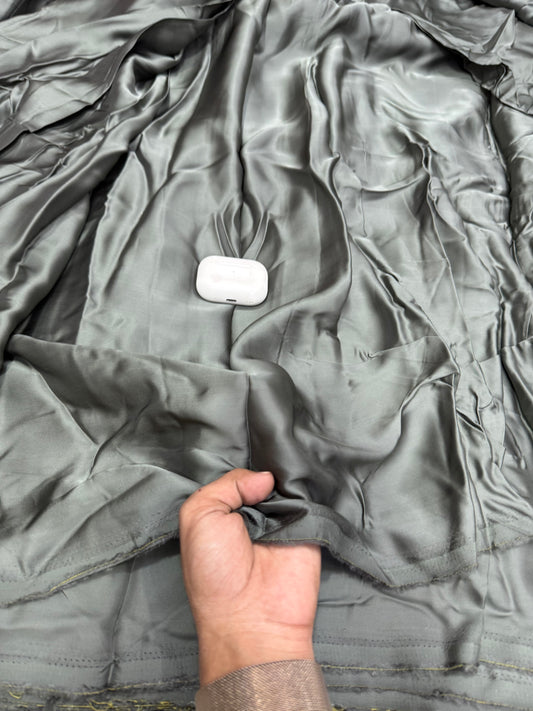 Buy Fine Premium Viscose Modal Satin Solid Steel Grey Fabric