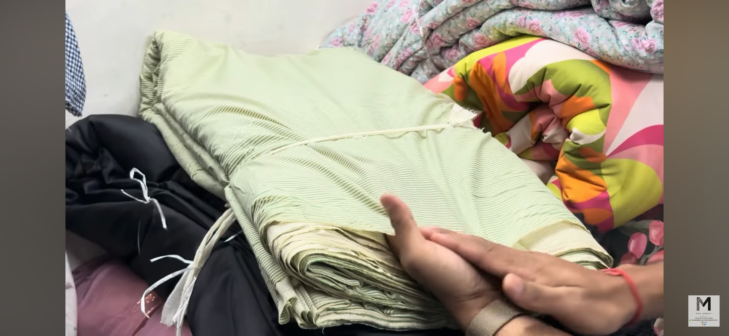Buy Cotton Yarn Dyed Green Stripe Shirting Fabric