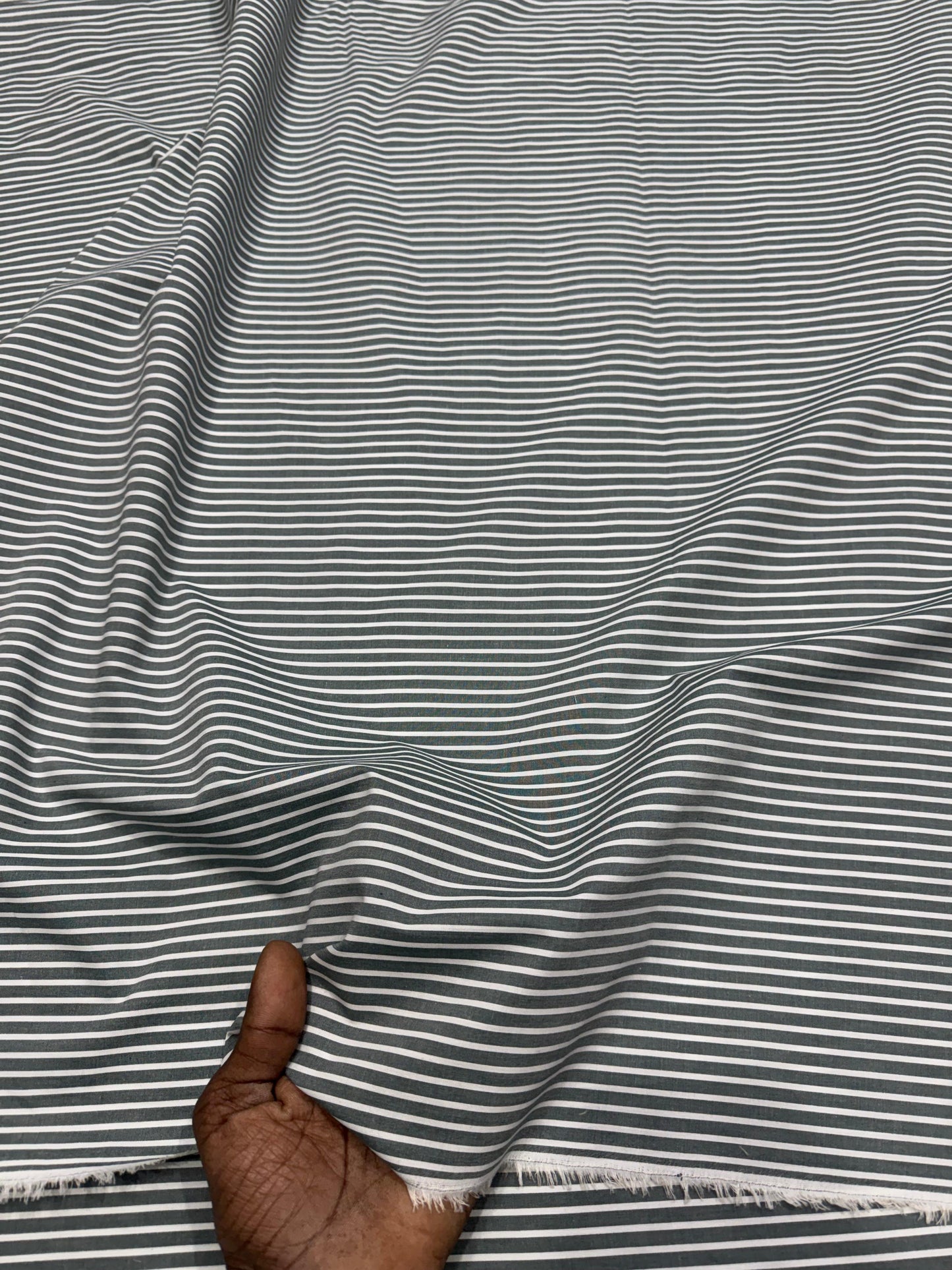 Buy Premium Cotton Arvind Mill Grey & White Yarn Dyed Stripe Printed Fabric